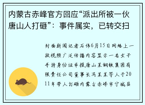 内蒙古赤峰官方回应“派出所被一伙唐山人打砸”：事件属实，已转交扫黑办